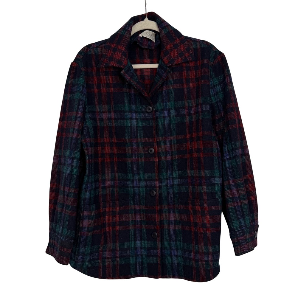Pendleton Vintage Wool Plaid Jacket Shacket Red B… - image 1
